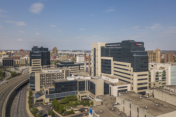Jewish Hospital campus hospital curve south UofL-signage-0005 – 600×400 Aerial photo of Jewish Hospital campus from vantage point of Louisville's "hospital curve" on I-65N